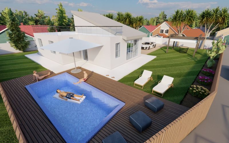 Villa di nuova costruzione con piscina privata a 250 metri dal mare di Fontane Bianche
